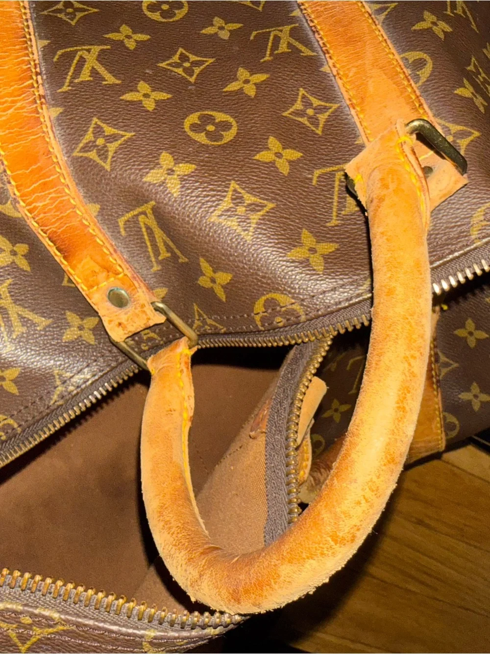 Louis Vuitton Monogram Canvas Duffel with Tan Leather Handles